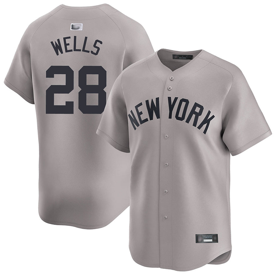 NY.Yankees #28 Austin Wells Playre Gray Home Limited Baseball Jerseys