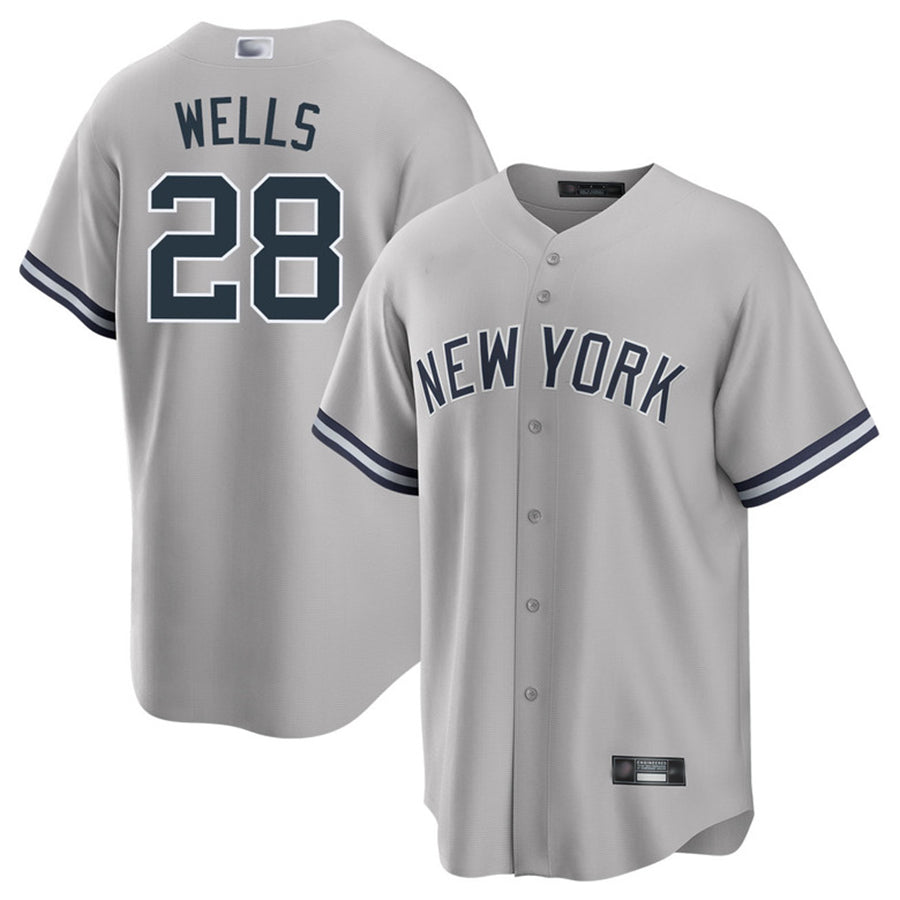 NY.Yankees #28 Austin Wells Playre Gray Home Replica Baseball Jerseys
