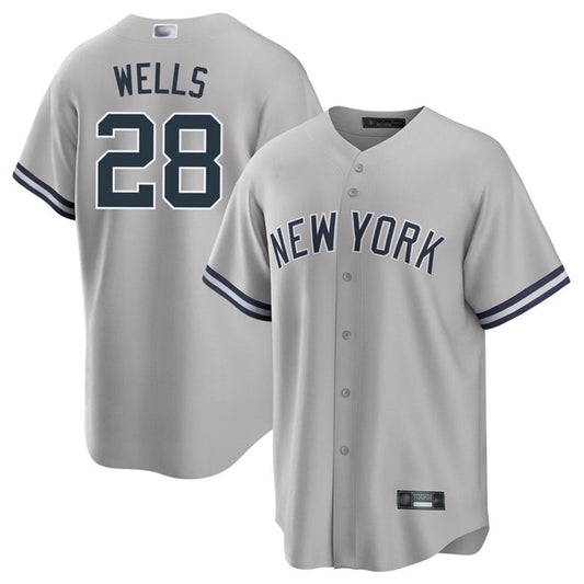 NY.Yankees #28 Austin Wells Playre Gray Home Replica Baseball Jerseys
