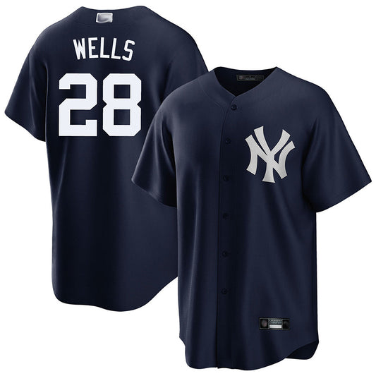 NY.Yankees #28 Austin Wells Playre Navy Home Replica Baseball Jerseys