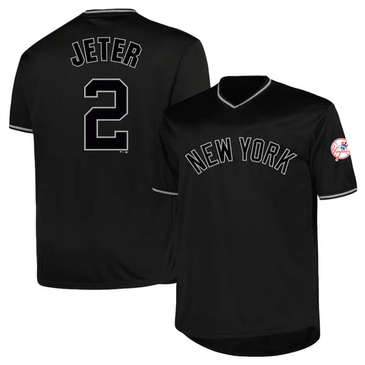 NY.Yankees #2 Derek Jeter Profile Black Big & Tall Pop Fashion Player Baseball Jerseys