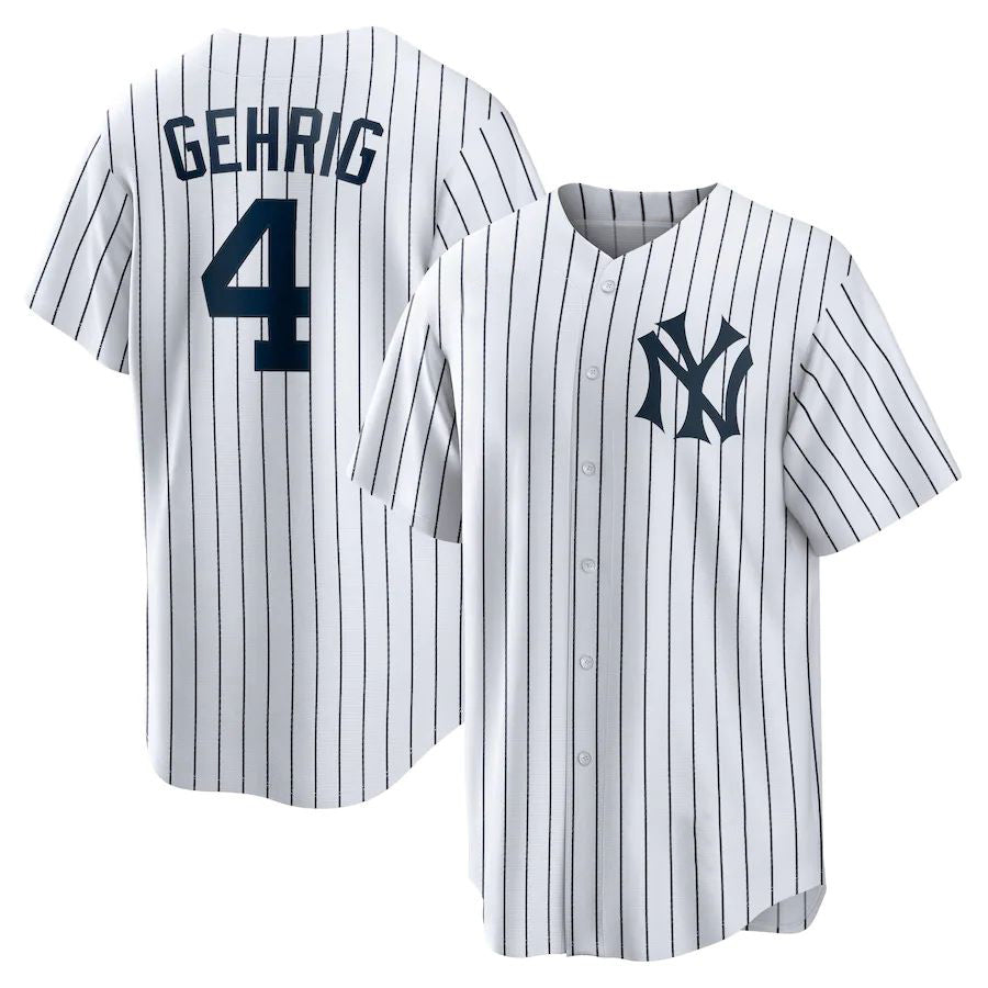 NY.Yankees #4 Lou Gehrig Player White Home Cooperstown Collection Baseball Jerseys
