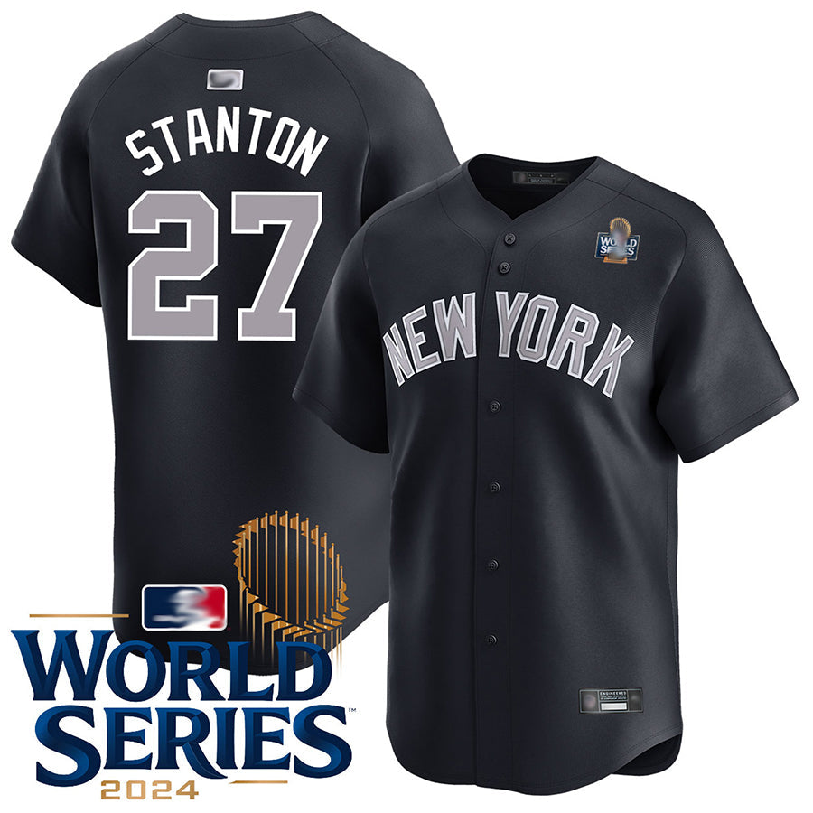 NY. Yankees #27 Giancarlo Stanton Home Replica World Series Black Baseball Jerseys