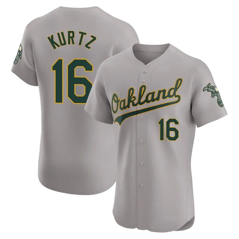O.Athletics #16 Nick Kurtz Player Gray Elite Road Baseball Jerseys