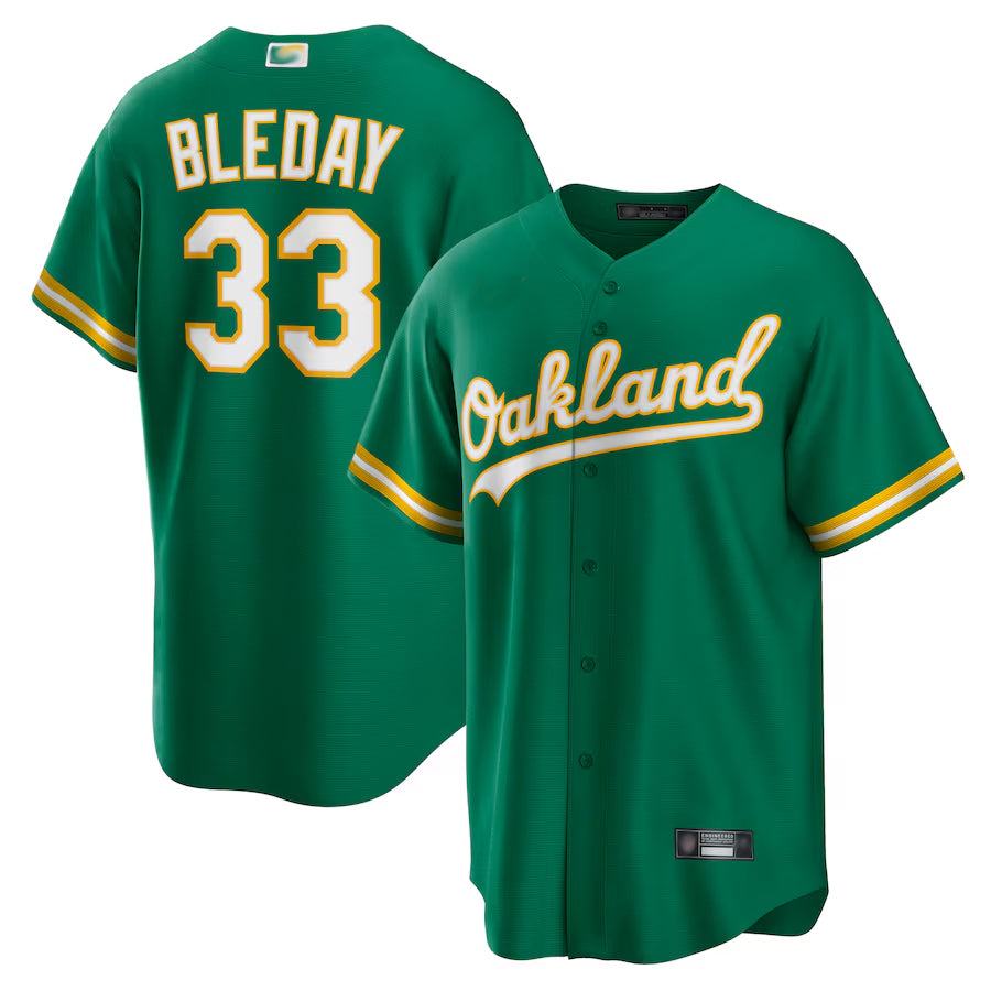 O.Athletics #33 JJ Bleday Player Kelly Green Home Replica Baseball Jerseys