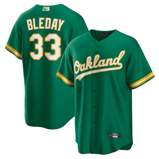 O.Athletics #33 JJ Bleday Player Kelly Green Home Replica Baseball Jerseys