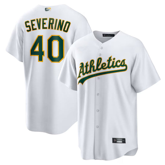 O.Athletics #40 Luis Severino Player White Home Replica Baseball Jerseys