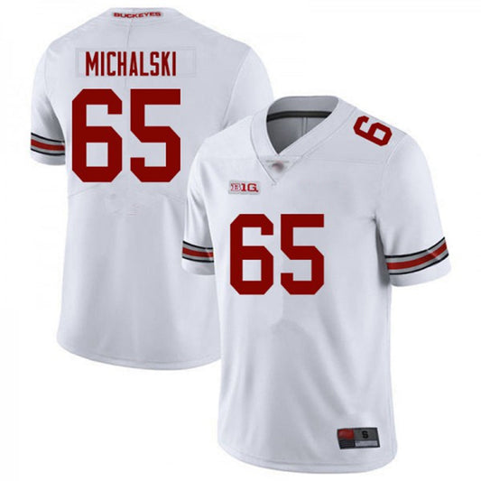 OSU Buckeyes #65 Zen Michalski Player White Football Jerseys