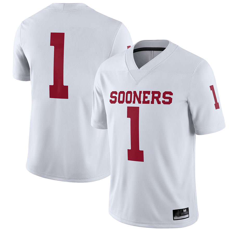 Oklahoma Sooners #1 Player White Game College Jerseys -Football Jerseys