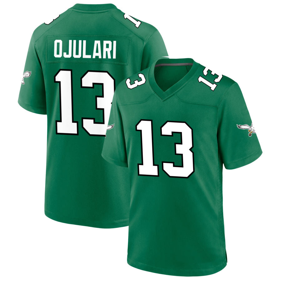 P.Eagles #13 Azeez Ojulari Player Kelly Green Home Game Football Jerseys