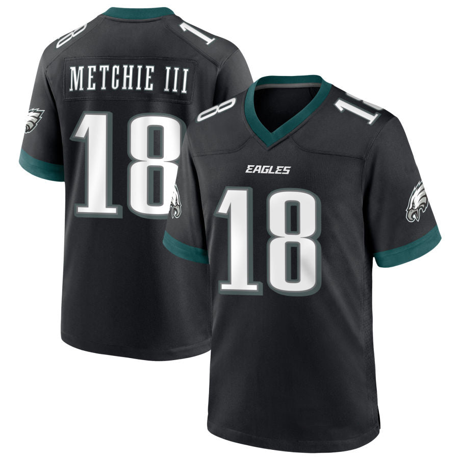 P.Eagles #18 John Metchie III Player Black Home Game Football Jerseys