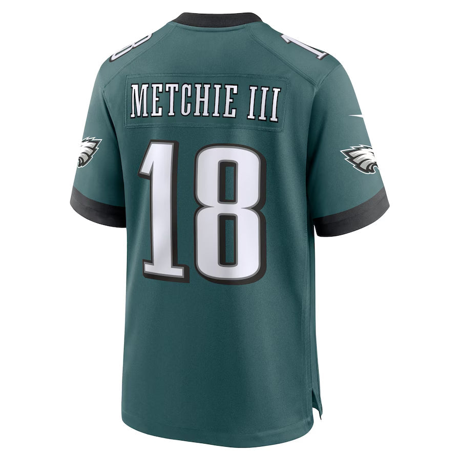 P.Eagles #18 John Metchie III Player Midnight Green Home Game Football Jerseys