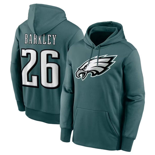 P.Eagles #26 Saquon Barkley Player Green Pullover Hoodie Football Jerseys