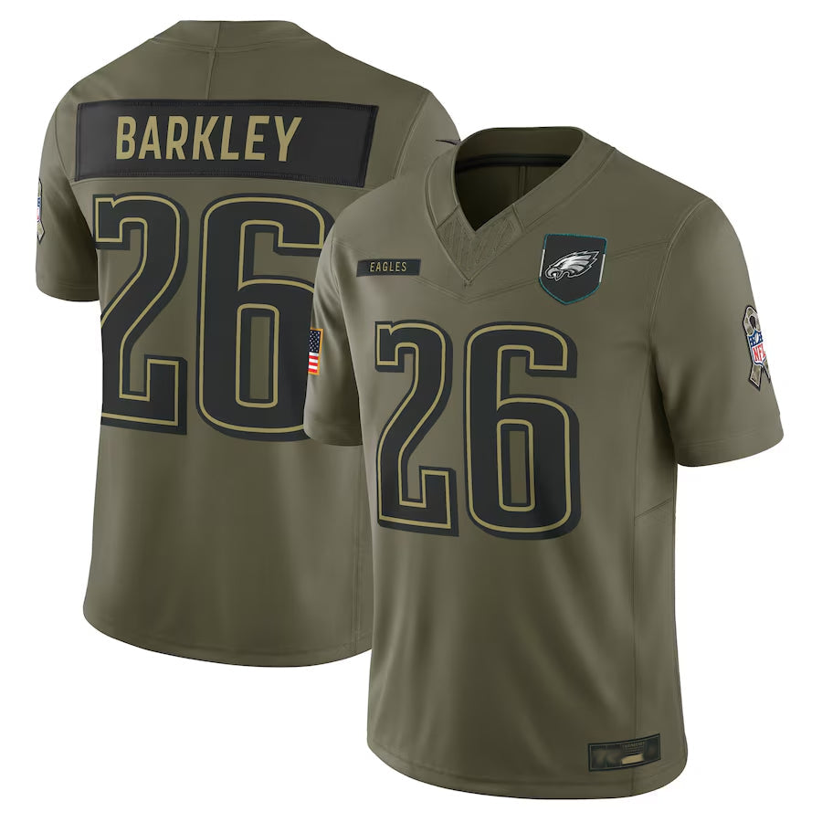 P.Eagles #26 Saquon Barkley Player Olive Salute to Service Limited Football Jerseys