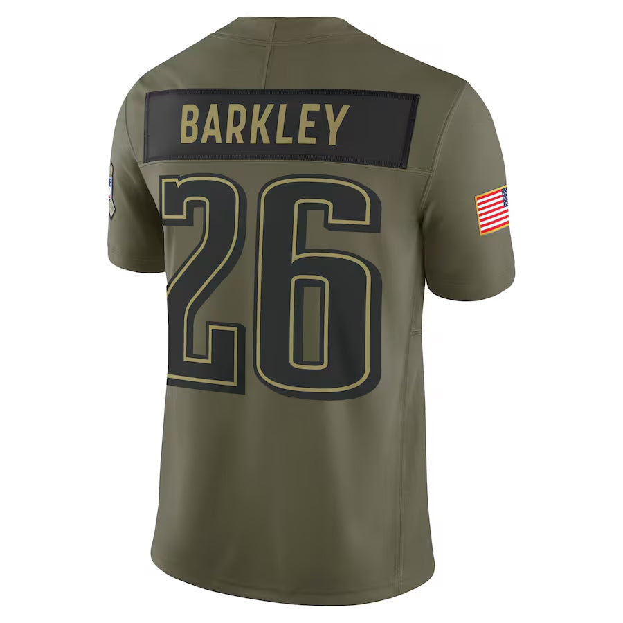 P.Eagles #26 Saquon Barkley Player Olive Salute to Service Limited Football Jerseys