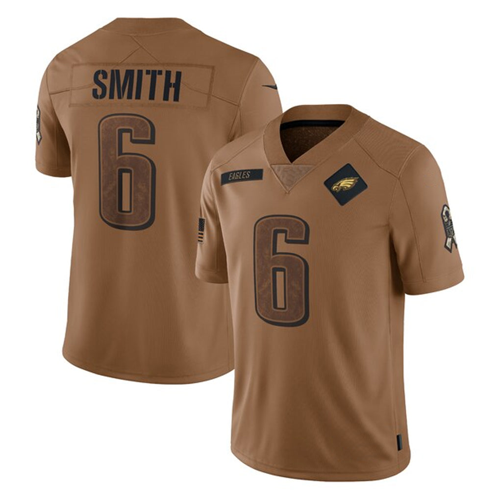 P.Eagles #6 DeVonta Smith Player Brown Salute To Service Limited Football Jerseys