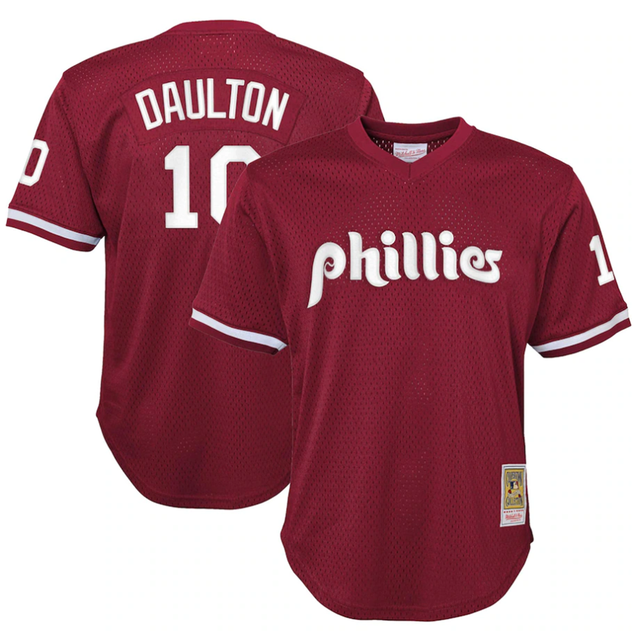 P.Phillies #10 Darren Daulton Mitchell & Ness Burgundy Cooperstown Collection Baseball Jerseys