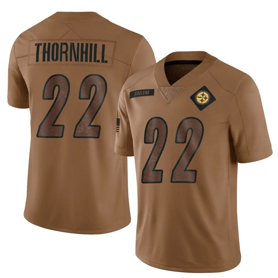 P.Steelers #22 Juan Thornhill Player Brown Salute To Service Limited Football Jerseys