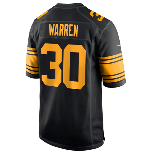 #30 Jaylen Warren Player P.Steelers Black Alternate Game Football Jerseys