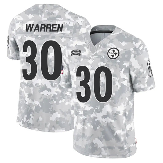 P.Steelers #30 Jaylen Warren Player Arctic Camo Salute to Service Limited Football Jerseys