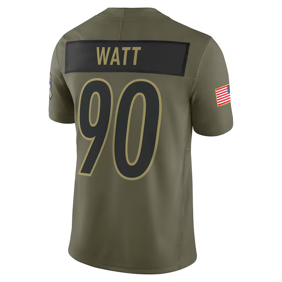 P.Steelers #90 T.J. Watt Player Olive Salute to Service Limited Football Jerseys