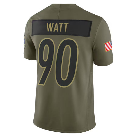 P.Steelers #90 T.J. Watt Player Olive Salute to Service Limited Football Jerseys