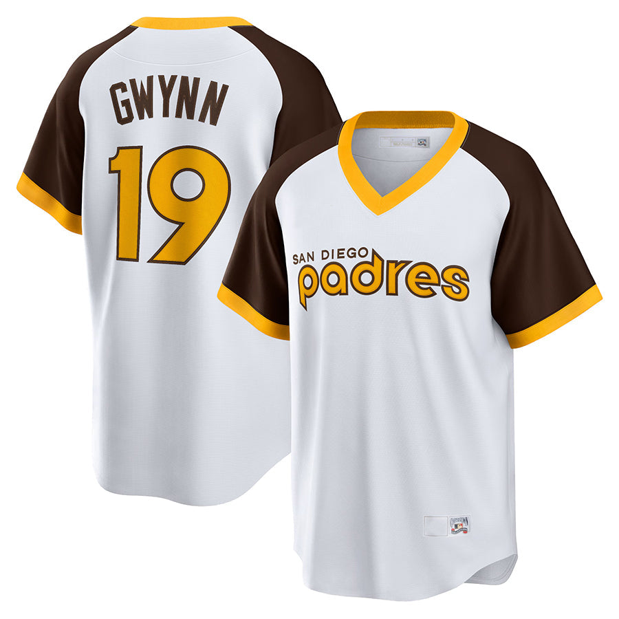 S.Diego Padres #19 Tony Gwynn Player White Home Cooperstown Collection Bseball Jerseys