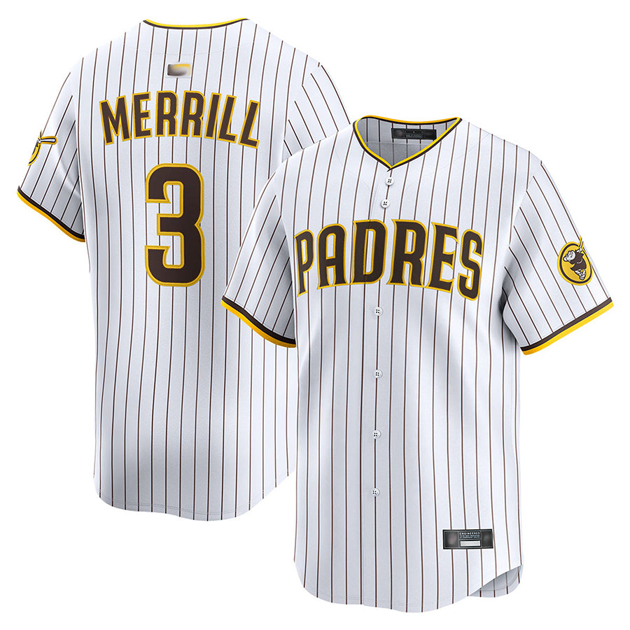 S.Diego Padres #3 Jackson Merrill Player White Limited Baseball Jerseys