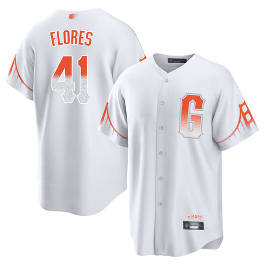 S.Francisco Giants #41 Wilmer Flores Playre White City Connect Baseball Jerseys