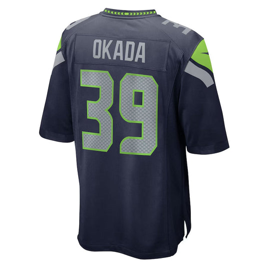 S.Seahawks #39 Ty Okada Player Navy Home Game Football Jerseys