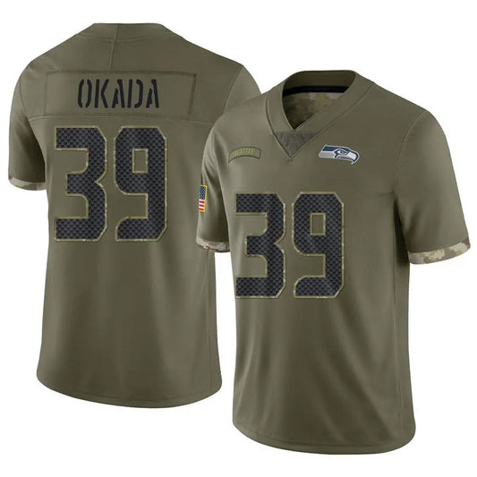 S.Seahawks #39 Ty Okada Player Salute to Service Olive Football Jerseys