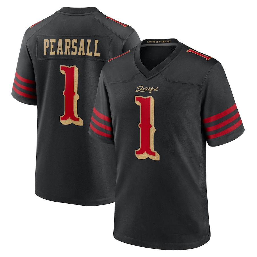 SF.49ers #1 Ricky Pearsall Player Rivalries Collection Black Game Football Jerseys