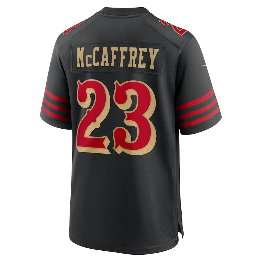 SF.49ers #23 Christian McCaffrey Player Rivalries Collection Black Game Football Jerseys