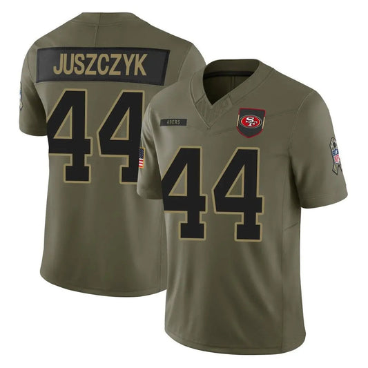 SF.49ers #44 Kyle Juszczyk Player Salute To Service Limited Olive Football Jerseys