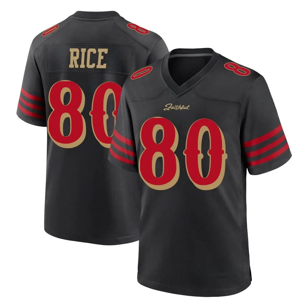 SF.49ers #80 Jerry Rice Player Black Rivalries Collection Game Football Jerseys