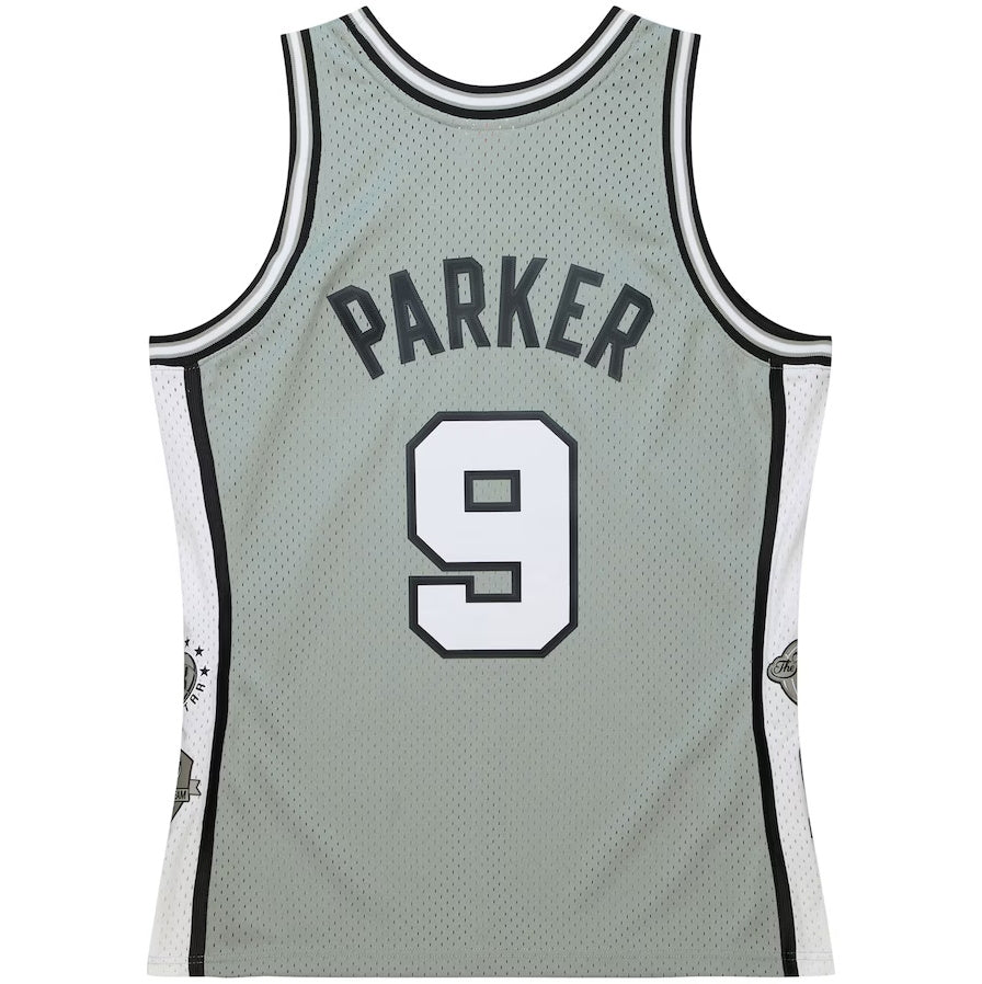 S.Antonio Spurs #9 Tony Parker Player Jersey Unisex Hall of Fame Class of Throwback Swingman Jersey - Gray Stitched American Basketball Jerseys