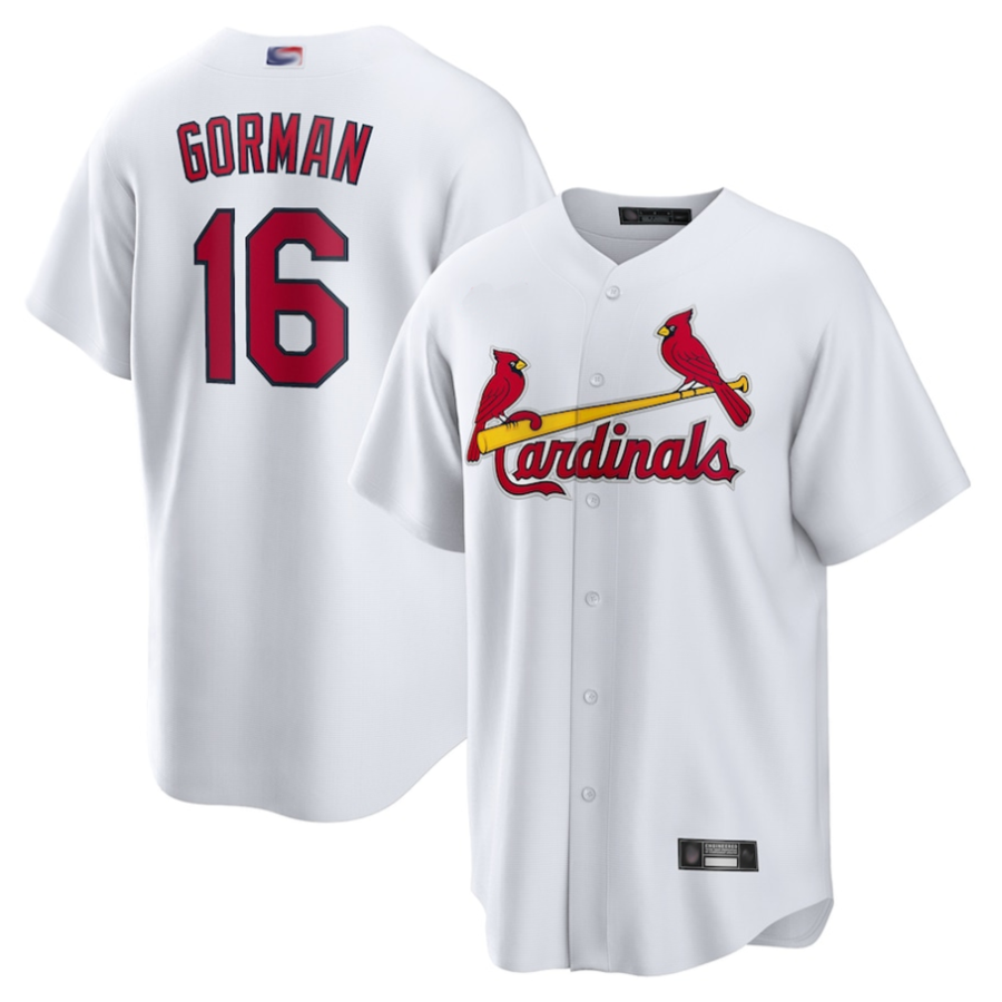 St.Louis Cardinals #16 Nolan Gorman Player White Home Replica Baseball Jerseys