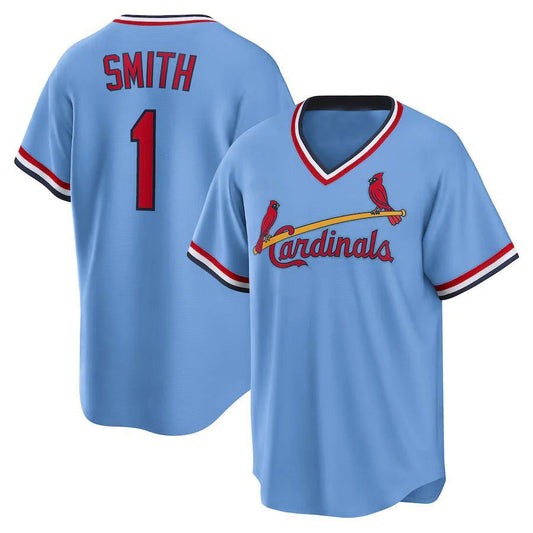 St.Louis Cardinals #1 Ozzie Smith Player Light Blue Road Cooperstown Collection Baseball Jerseys