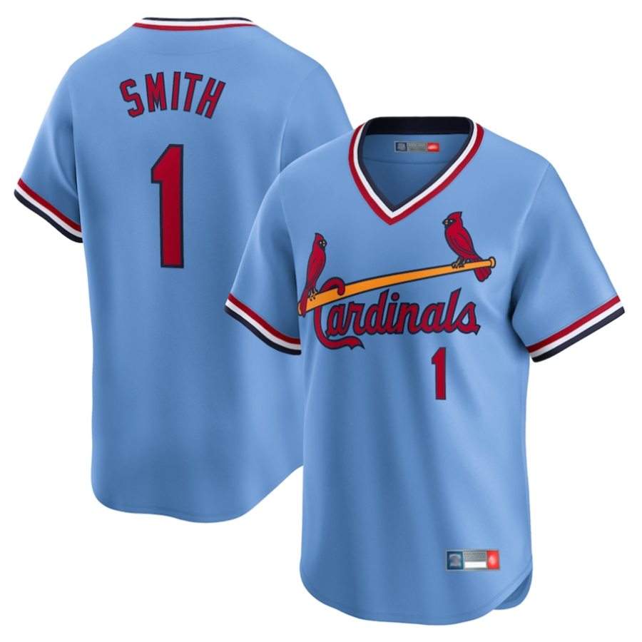St.Louis Cardinals #1 Ozzie Smith Player Royal Throwback Cooperstown Limited Baseball Jerseys