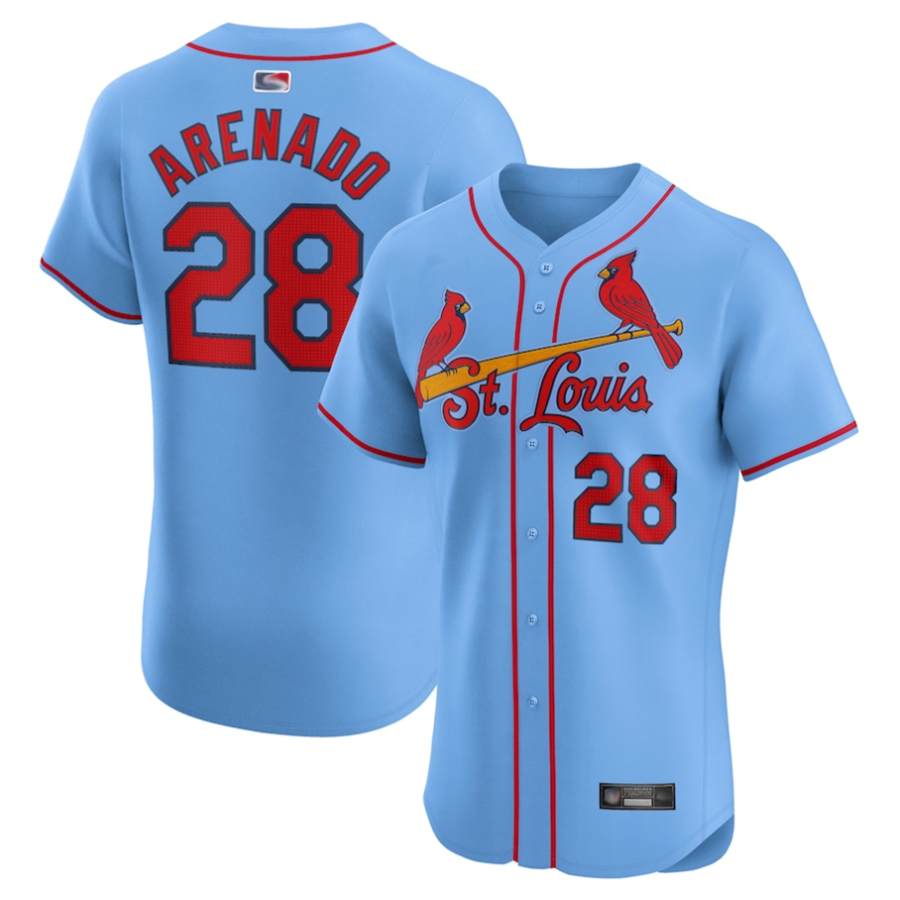 St.Louis Cardinals #28 Nolan Arenado Player Light Blue Elite Baseball Jerseys