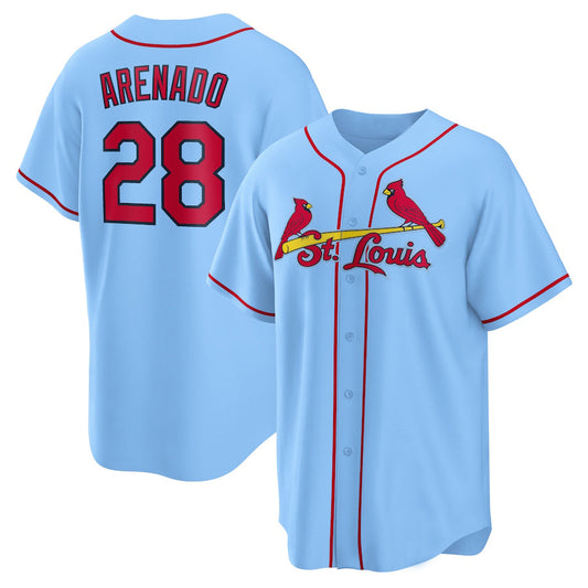 St.Louis Cardinals #28 Nolan Arenado Player Light Blue Home Replica Baseball Jerseys