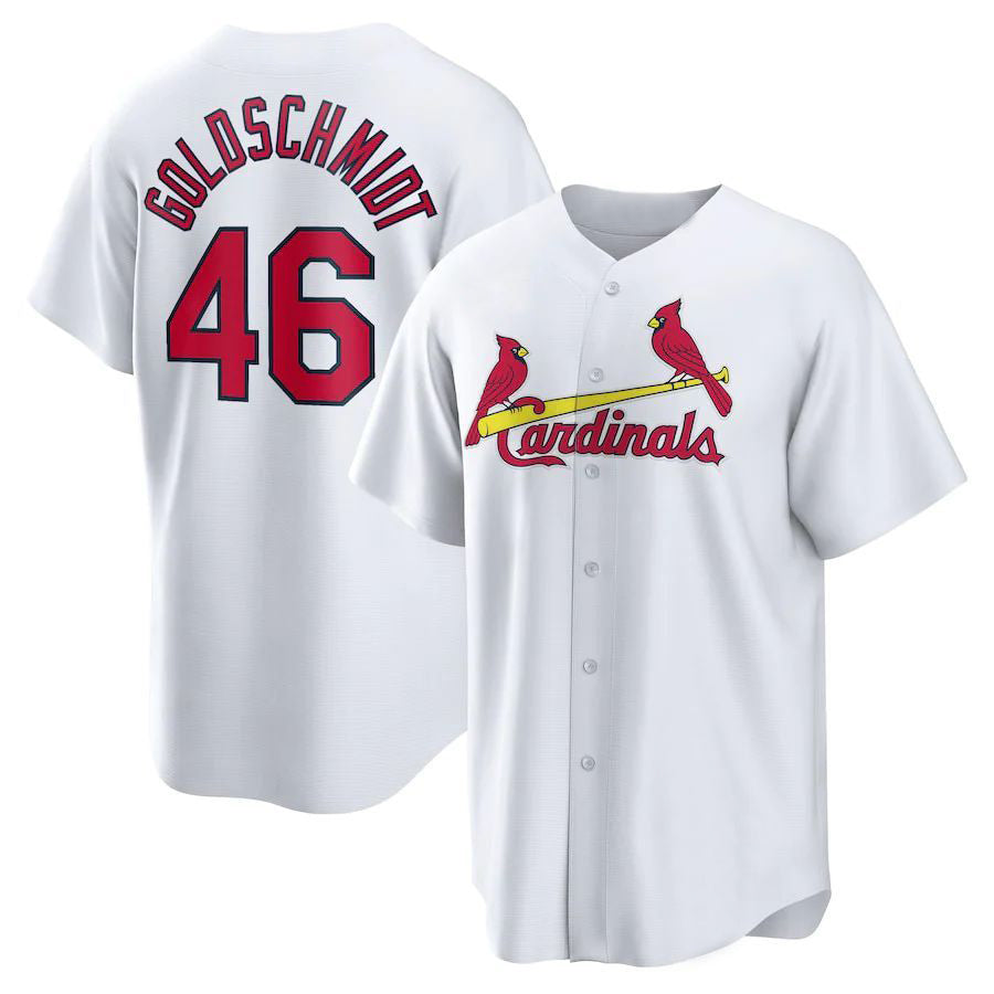 St.Louis Cardinals #46 Paul Goldschmidt Player White Home Replica Baseball Jerseys