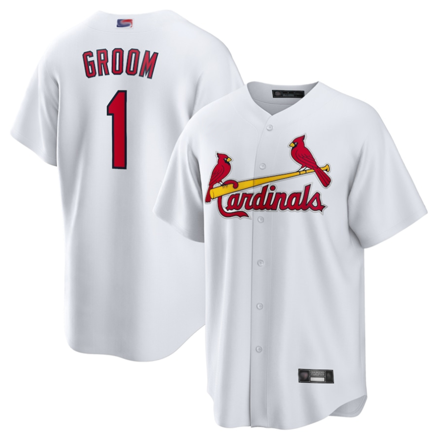 St.Louis Cardinals White #1 Groom Player Home Replica Baseball Jerseys