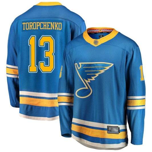 St. L.Blues #13 Alexey Toropchenko Player Fanatics Alternate Premium Blue Hockey Jerseys