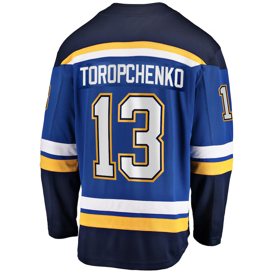 St. L.Blues #13 Alexey Toropchenko Player Fanatics Home Breakaway Blue Hockey Jerseys