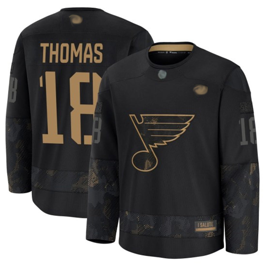 St. L.Blues #18 Robert Thomas Player Fanatics Black Hockey Jerseys