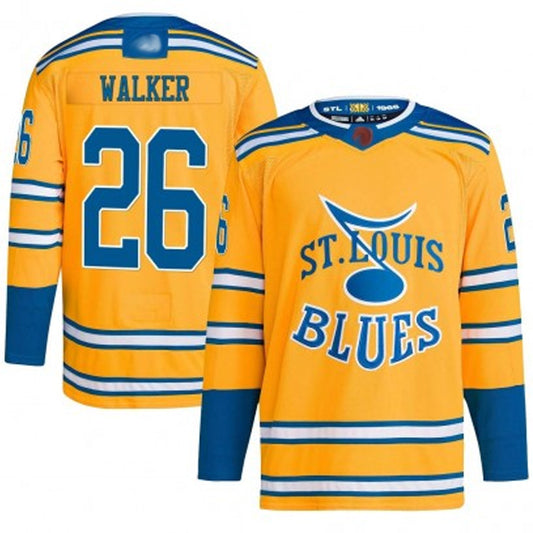 St. L.Blues #26 Nathan Walker Player Fanatics Yellow Special Edition Hockey Jerseys