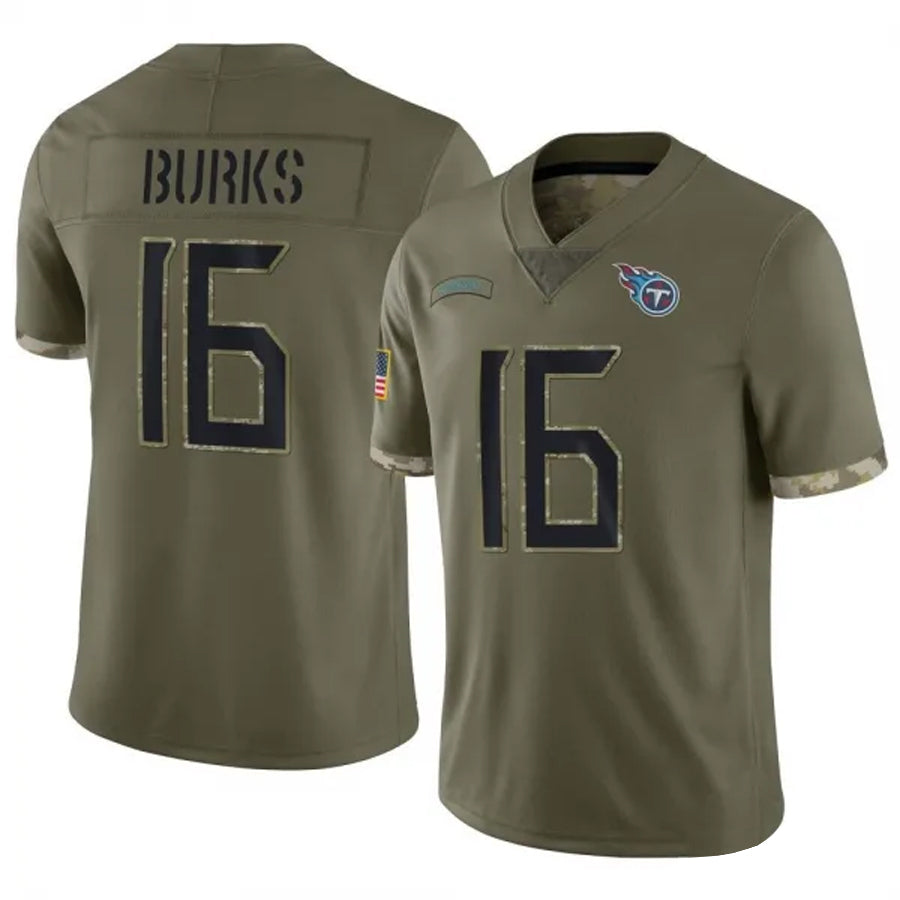 T.Titans #16 Treylon Burks Player Salute To Service Olive Football Jerseys