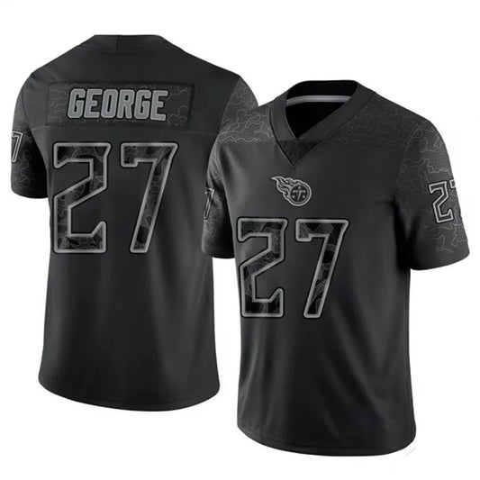 T.Titans #27 Eddie George Player Black RFLCTV Limited Football Jerseys