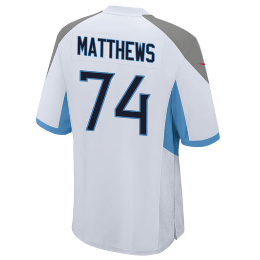 T.Titans #74 Bruce Matthews Player White Home Game Football Jerseys